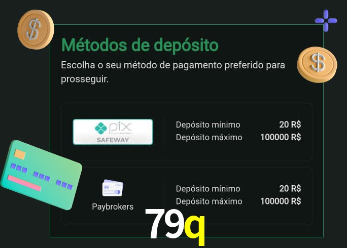 O cassino 79q oferece uma grande variedade de métodos de pagamento
